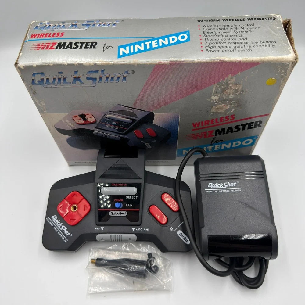 QuickShot Wizmaster Wireless NES Controller Nintendo Infrared Receiver In Box